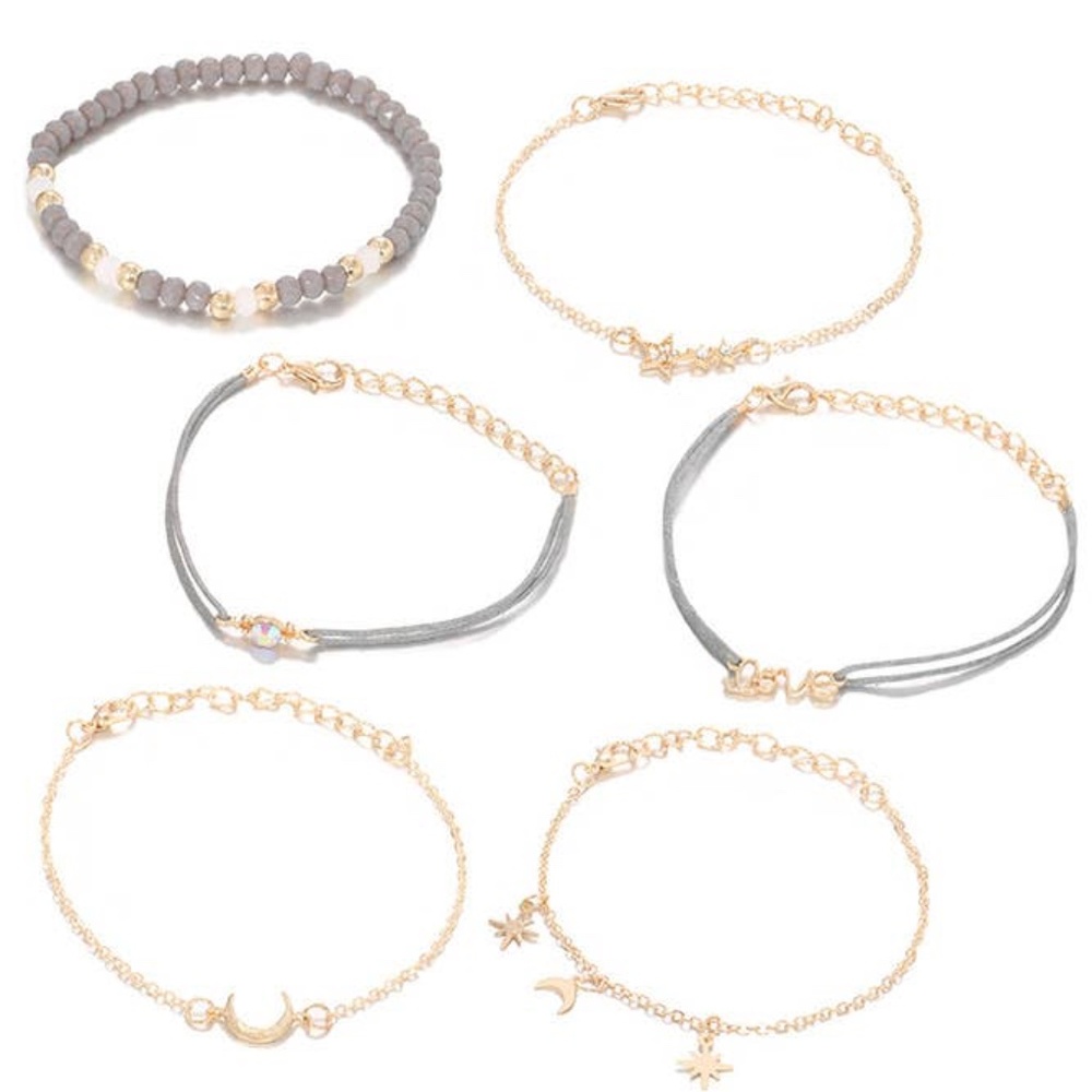 Star Moon Love 6pcs Bracelet Set MOQ 5pcs
